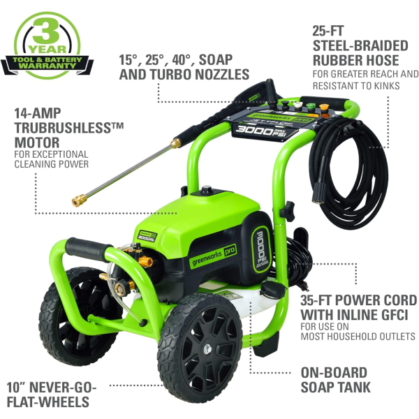 Greenworks Pro Brushless 3000 PSI Electric Pressure Washer