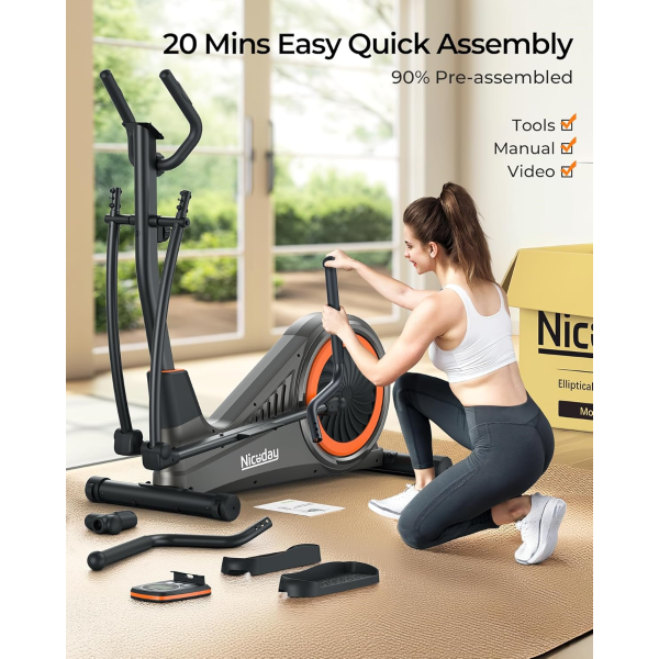 Niceday Elliptical Machine, Elliptical Exercise Machine for Home with Hyper-Quiet Magnetic Driving System